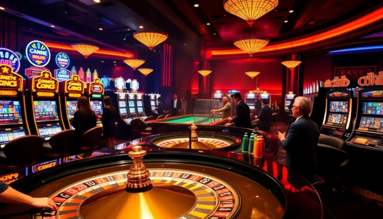 Captivating casino scene featuring roulette table action, vibrant slots, and thrilling atmosphere at c168.