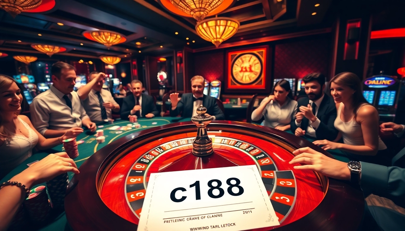 Experience the thrill of a casino with a roulette table showcasing c168 chips in play.