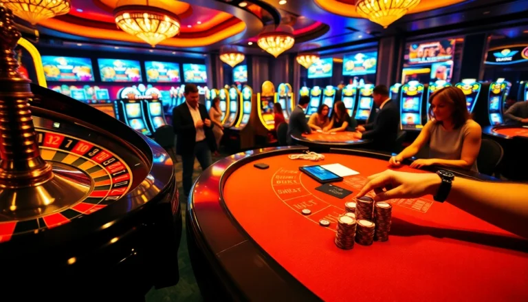 Experience the thrill at lc88's vibrant casino tables filled with cards and roulette excitement.