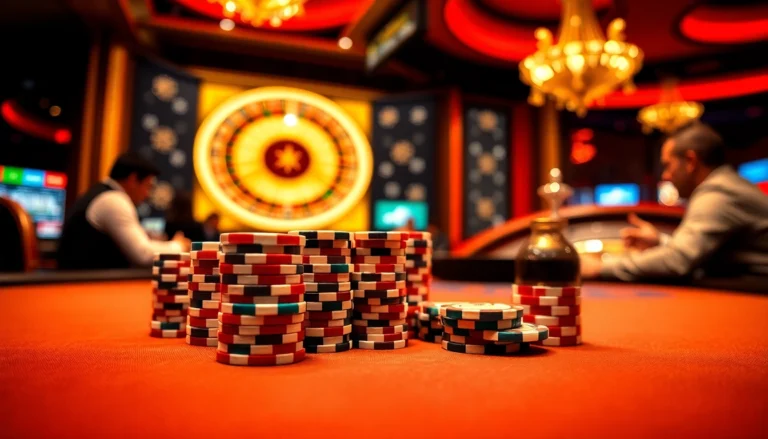 Experience the excitement with new88's vibrant poker table featuring eager players and colorful chips.