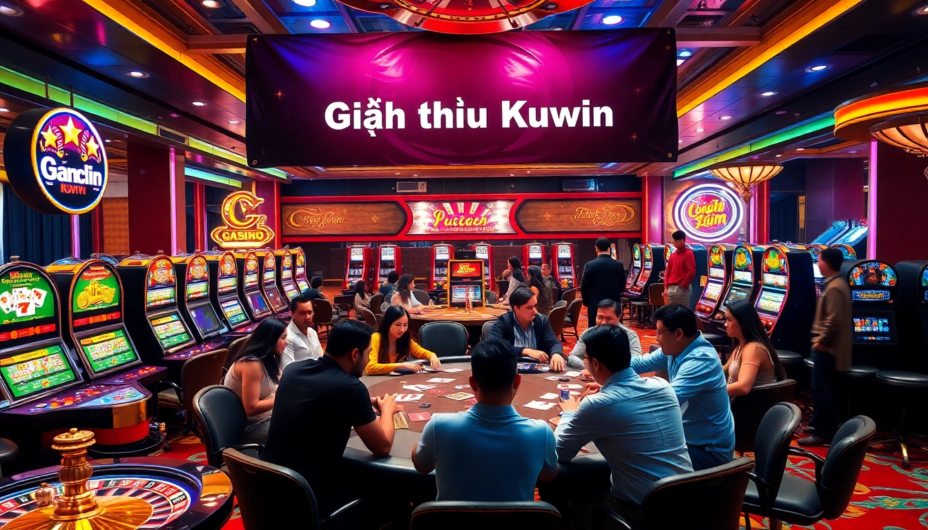 Experience the thrill of "Giới thiệu Kuwin" at a dynamic casino poker table with players and excitement.